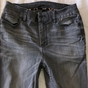 High-rise gray skinny jeans